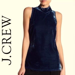 J. Crew Velvet sleeveless mock turtleneck blue